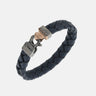 FLAMING TONGUE Braided Leather Bracelet, Rose Gold Vermeil, Oxidized Silver, Tsavorite, Blue Leather