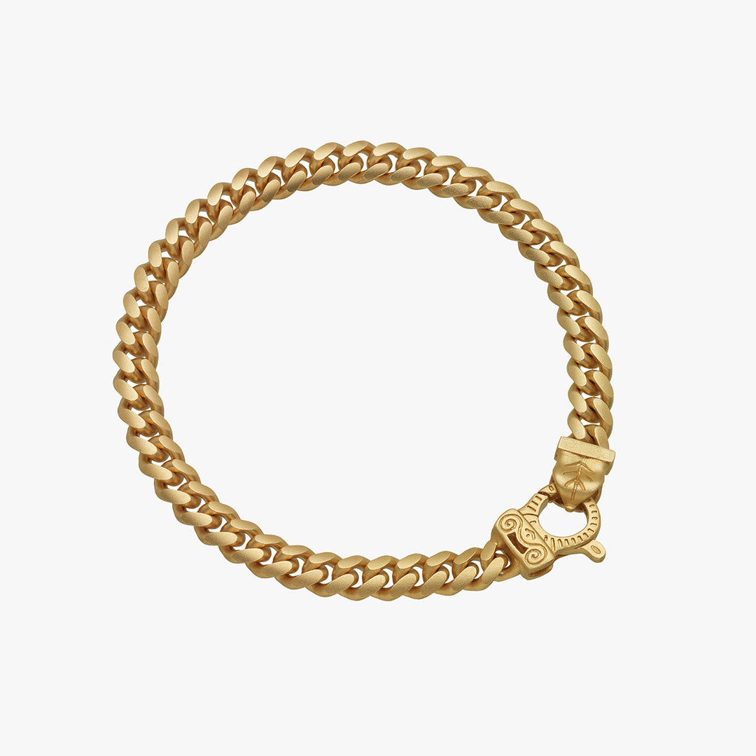 Bracciale a maglie cubane FLAMING TONGUE con oro giallo 18kt Vermeil