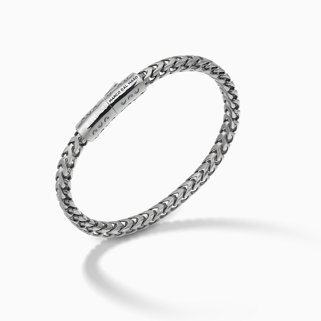 ULYSSES 10mm Single Wrap Burnished Silver Bracelet with Sleek Finish-Standard View