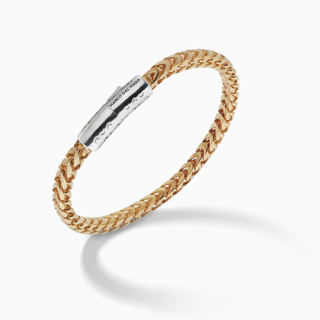 Ulysses Single Wrap 10mm Kettenarmband mit 18 Karat Gelbgold Vermeil und Sterling Silber