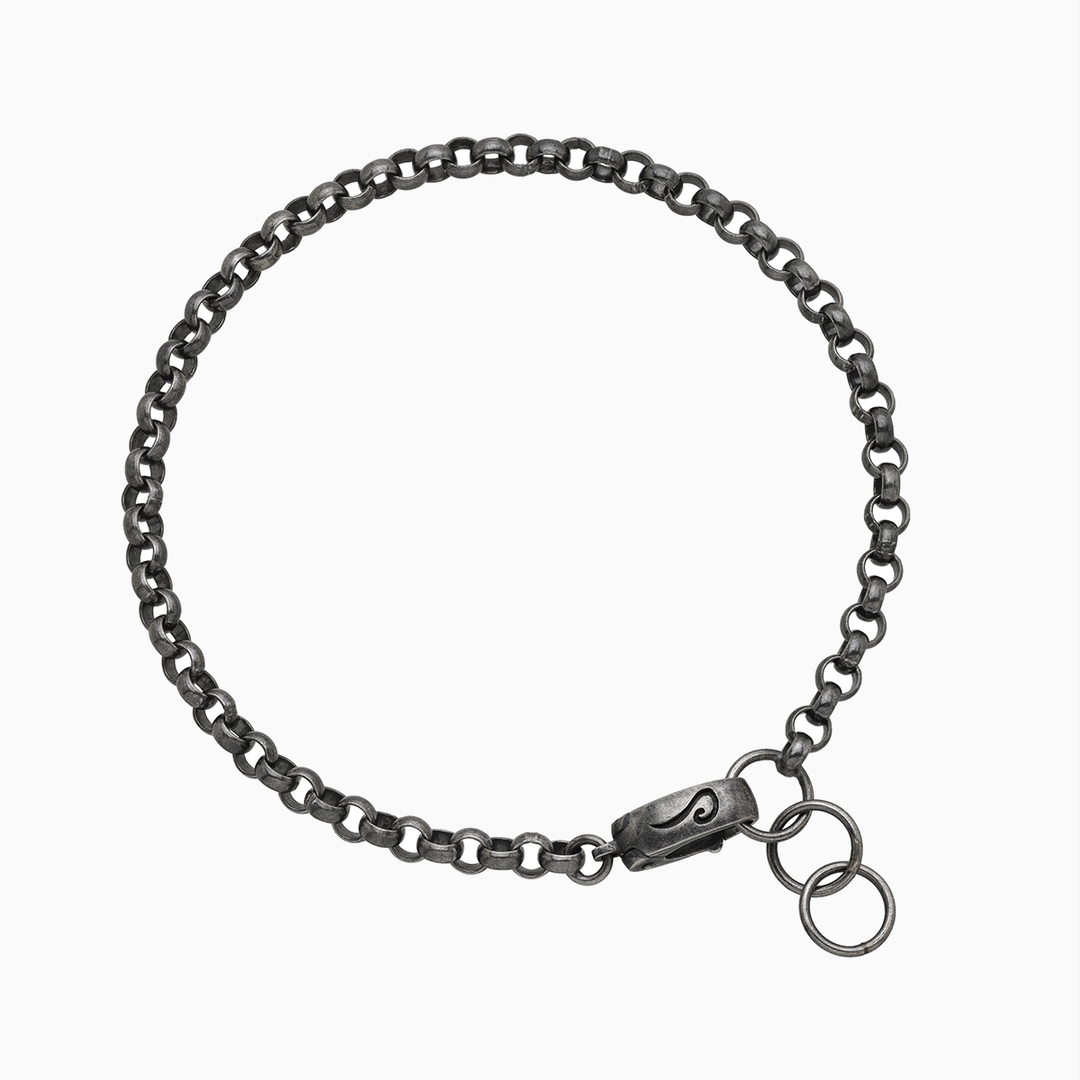 Bracciale Ulisse a maglie rotonde con argento ossidato