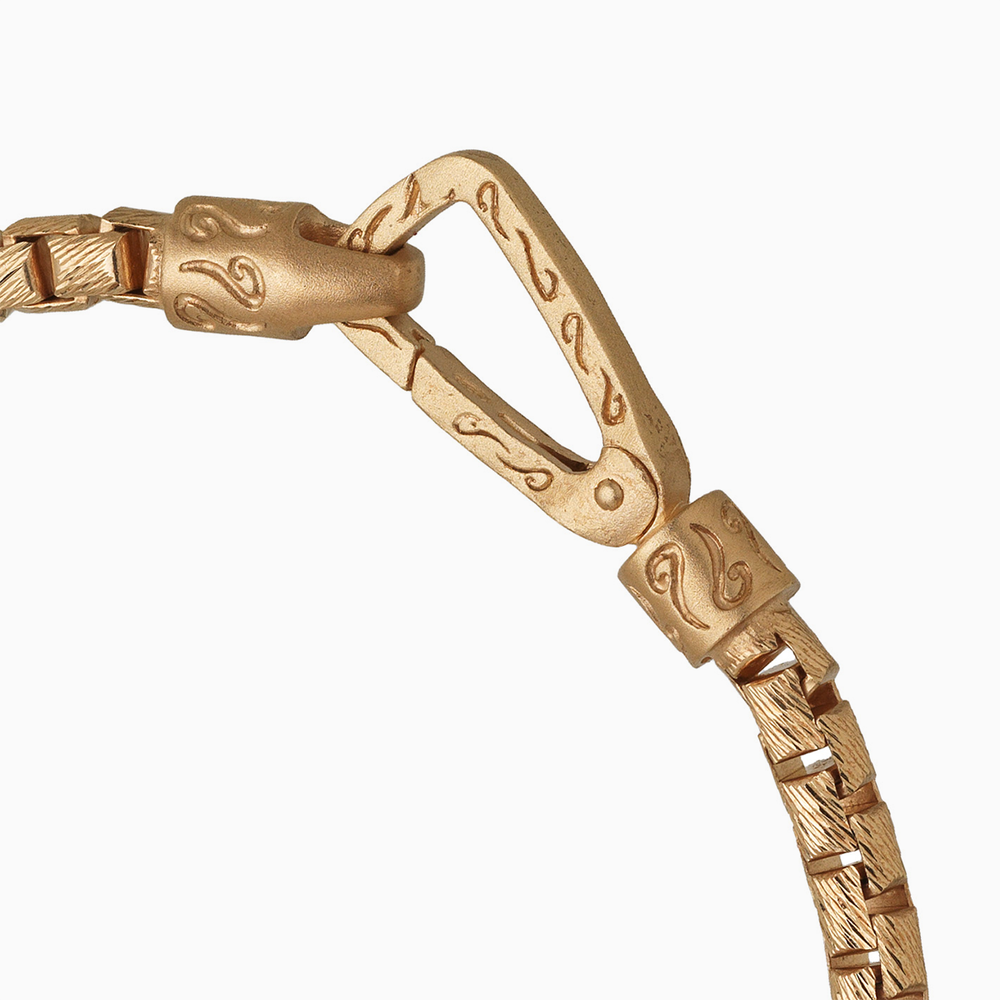 ULYSSES Carved Tubular 18K Yellow Gold Vermeil Bracelet with Matte Chain and Polished Clasp