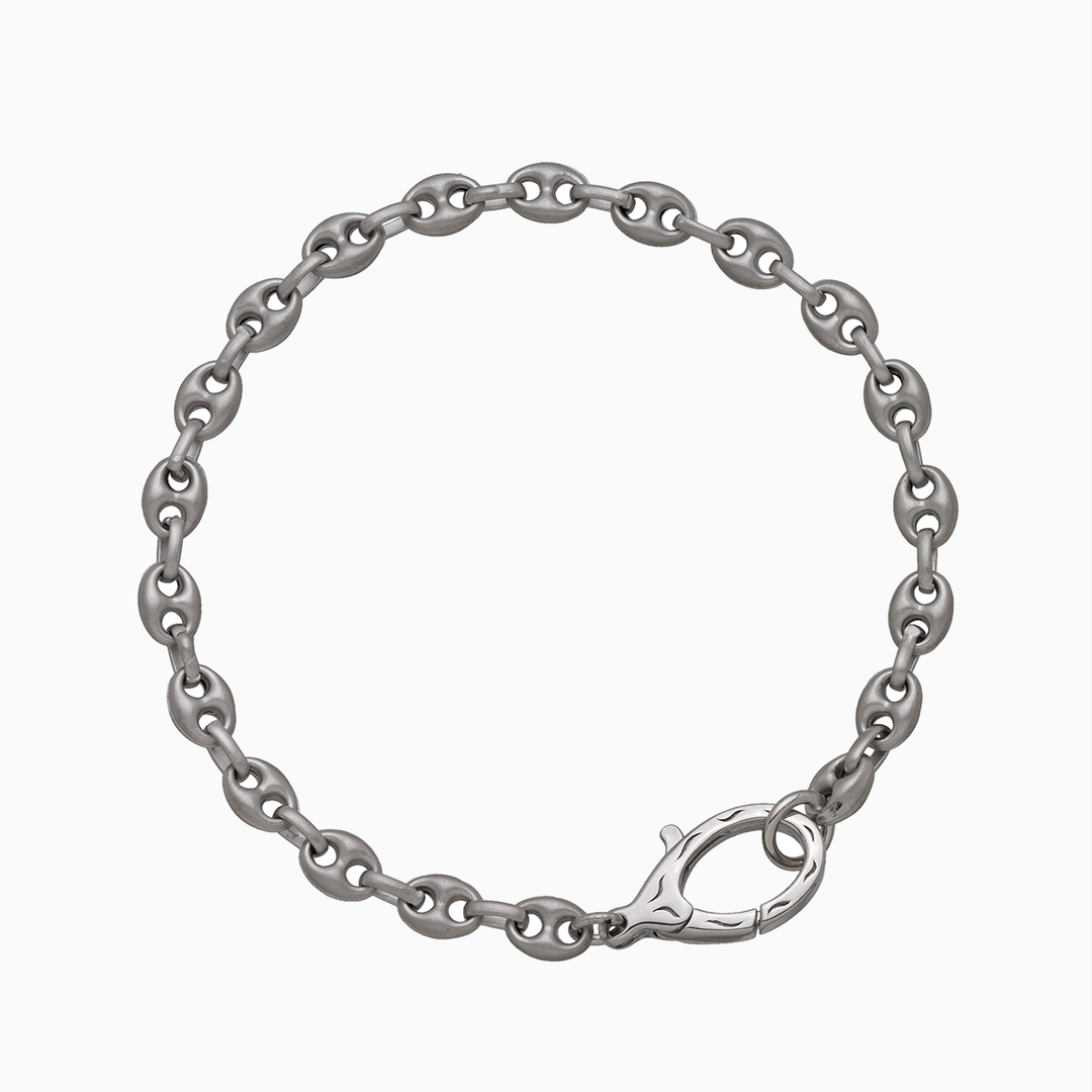 ULYSSES Marine Silver Bracelet with Matte Chain and Polished Clasp-Standard View