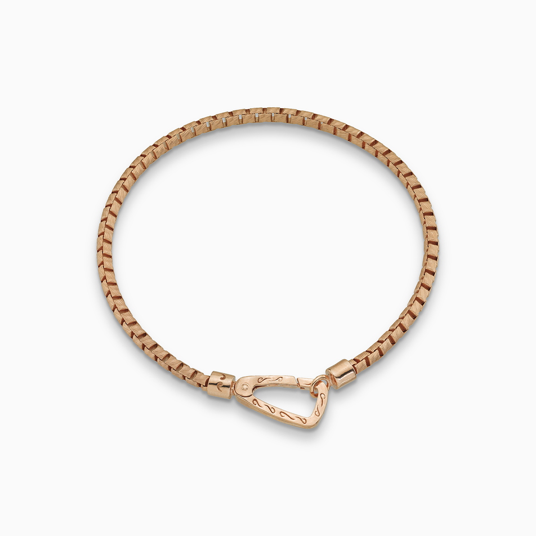 ULYSSES Carved Mini Tubular 18K Rose Gold Vermeil Bracelet with Matte Chain and Polished Clasp