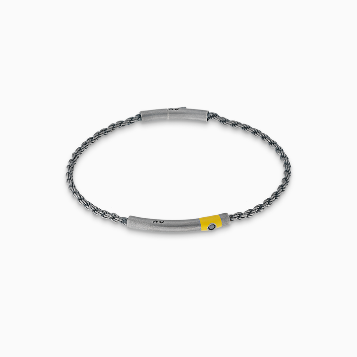 ULYSSES Cord Bracelet with Black Diamond and Yellow Enamel -Standard View