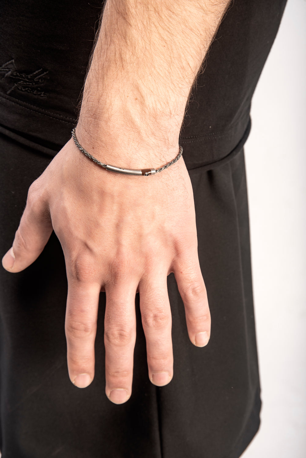 ULYSSES Cord Bracelet with Black Diamond and Brown Enamel