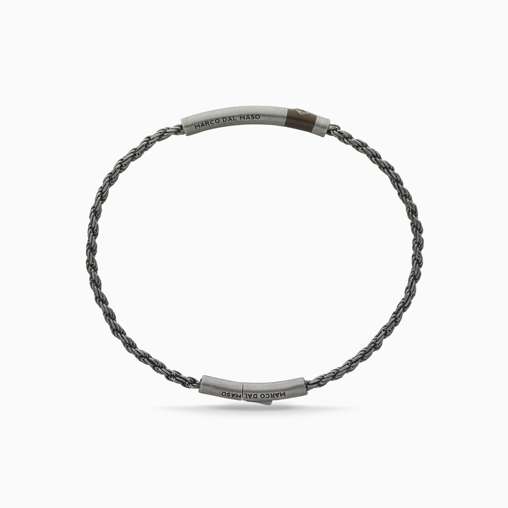 ULYSSES Cord Bracelet with Black Diamond and Brown Enamel-Straight View