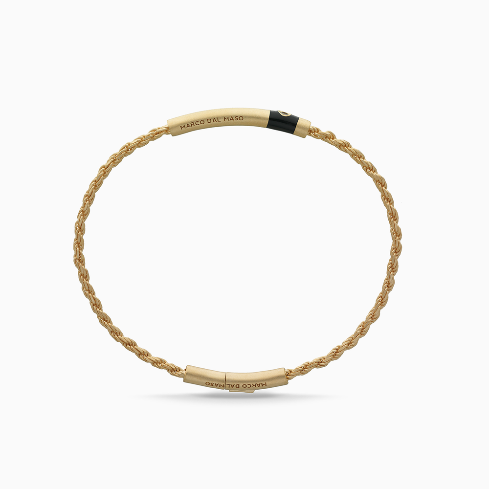 Bracciale ULYSSES Cord in oro giallo 18 carati con vermeil, diamante nero e smalto