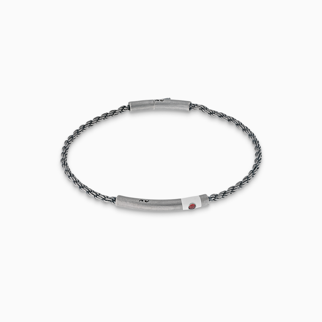 ULYSSES Cord Bracelet with Red Sapphires and Ivory Enamel-Standard View