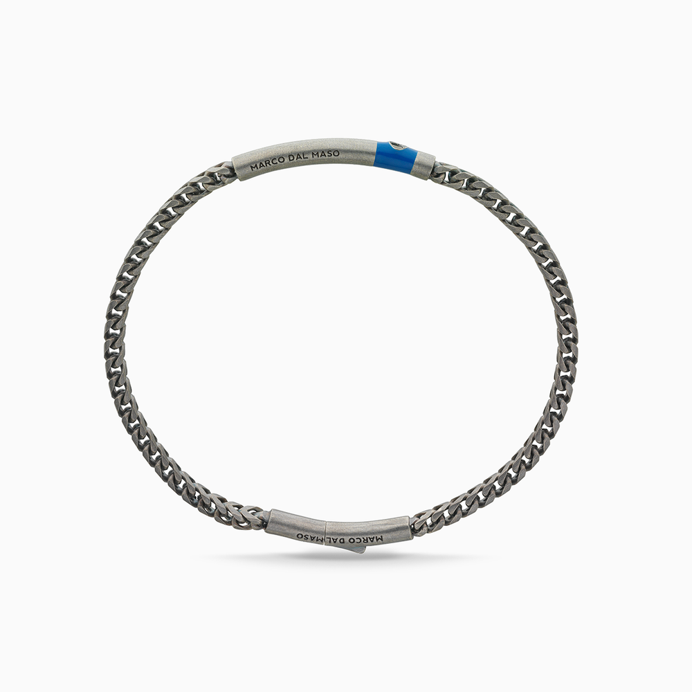 Bracciale Ulysses Chain Oxidized con diamante nero e smalto blu