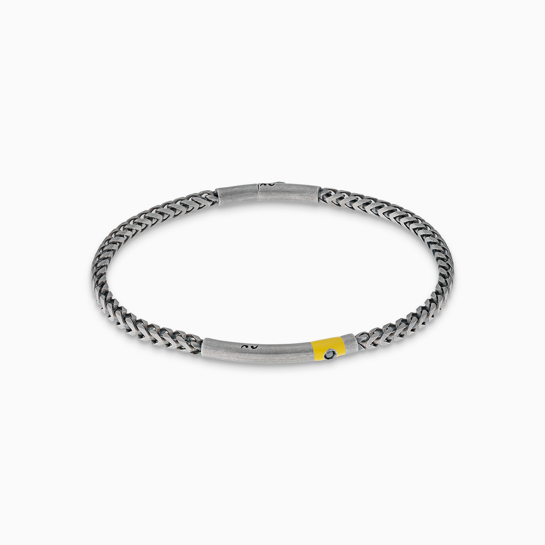 Bracciale Ulysses Chain Oxidized con diamante nero e smalto giallo