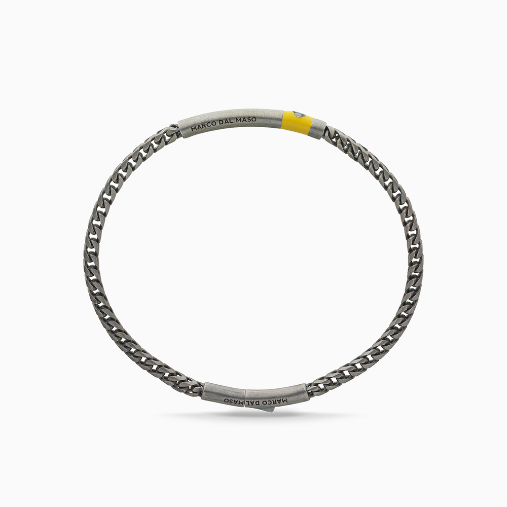 Bracciale Ulysses Chain Oxidized con diamante nero e smalto giallo