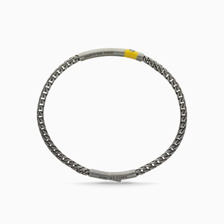 ULYSSES Chain Bracelet with Black Diamond and Yellow Enamel | Unique Luxury Jewelry-Straight View