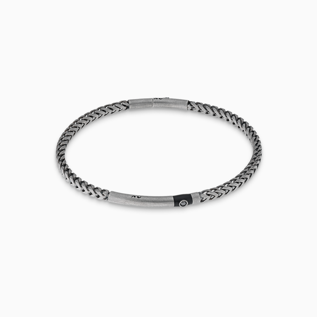 ULYSSES Chain Bracelet with Black Diamond and Black Enamel