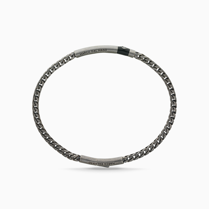 ULYSSES Chain Bracelet with Black Diamond and Black Enamel | Sophisticated Jewelry-Straight View