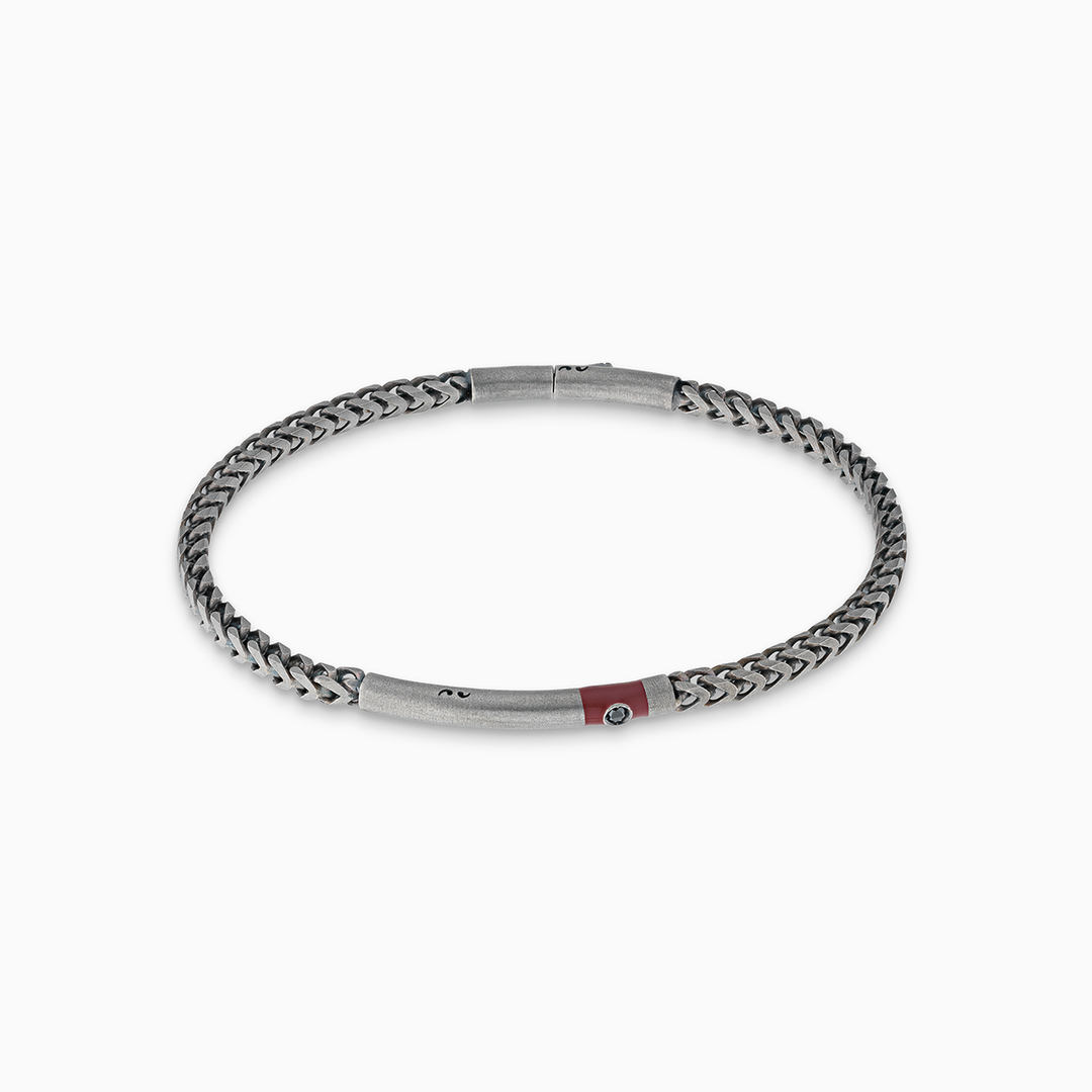 ULYSSES Chain Bracelet with Black Diamond and Red Enamel