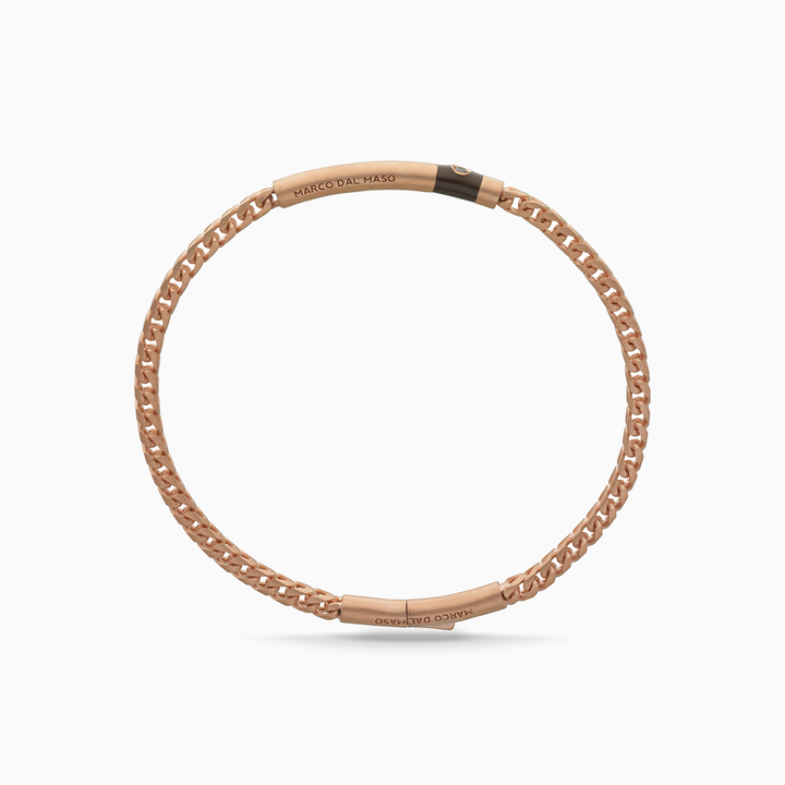 ULYSSES 18K Rose Gold Vermeil Bracelet with Black Diamond and Brown Enamel-Straight View