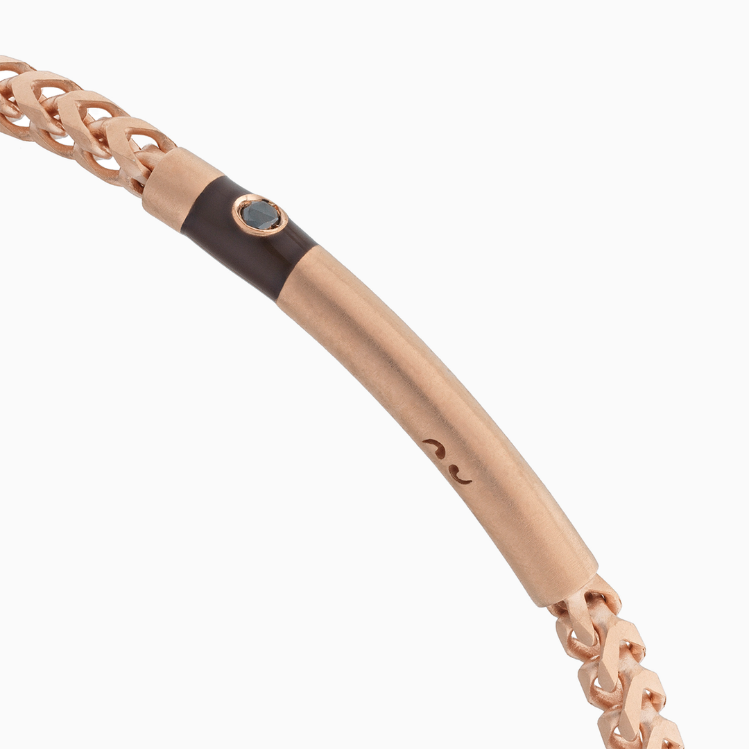 ULYSSES 18K Rose Gold Vermeil Bracelet with Black Diamond and Brown Enamel-Side View