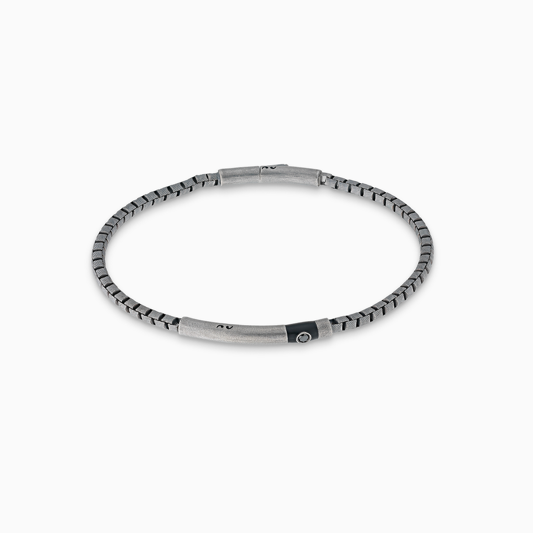 ULYSSES Oxidized Bracelet with Black Diamond and Black Enamel-Standard View