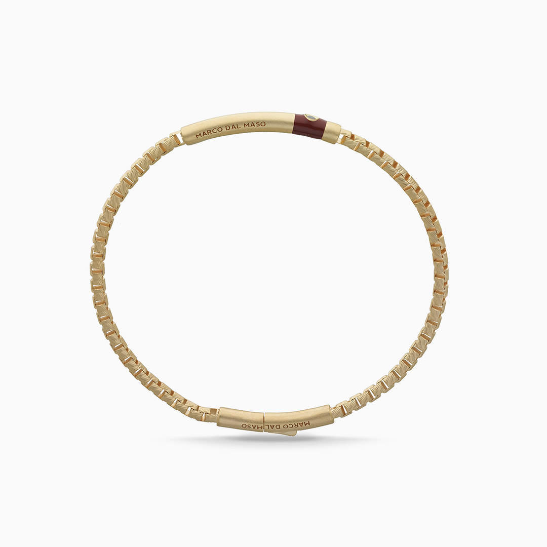 ULYSSES 18K Yellow Gold Vermeil Bracelet with Black Diamond and Red Enamel-Straight View