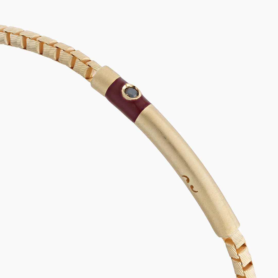 ULYSSES 18K Yellow Gold Vermeil Bracelet with Black Diamond and Red Enamel-Side View