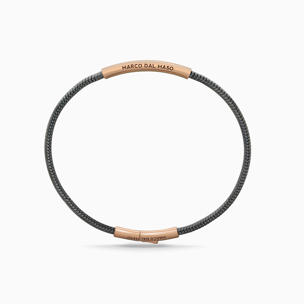 Ulysses Classy 18K Polished Rose Gold Vermeil Oxidized Bracelet-Straight View