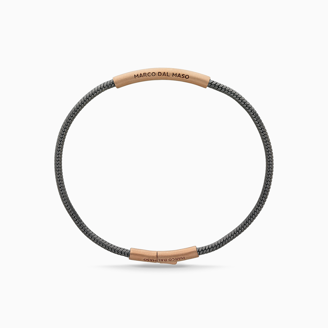 Marco Dal Maso Ulysses Classy 18K Matte Rose Gold Vermeil Oxidized Bracelet-Straight View