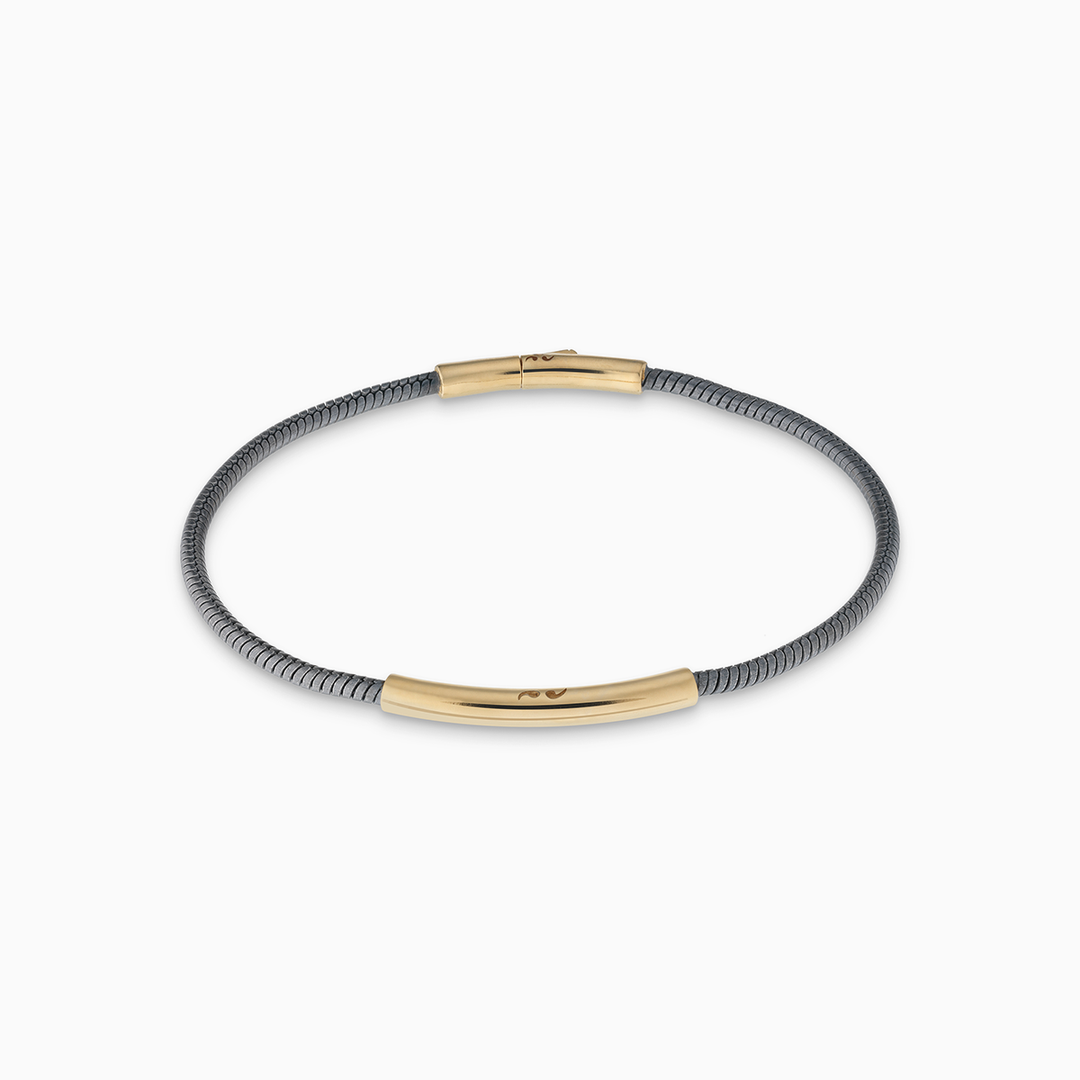 Marco Dal Maso Ulysses Classy 18K Polished Yellow Gold Vermeil Oxidized Bracelet-Standard View