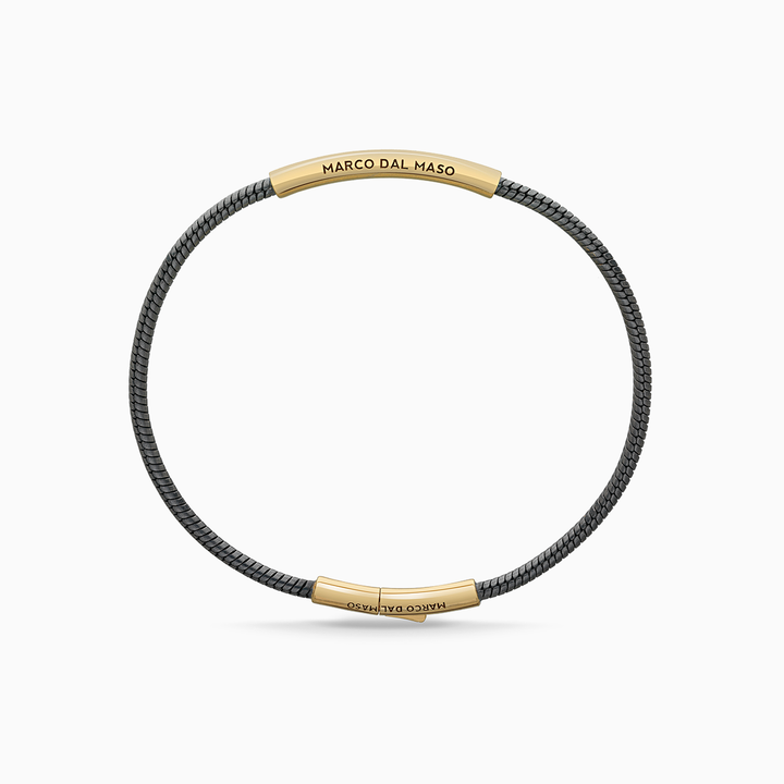 Marco Dal Maso Ulysses Classy 18K Polished Yellow Gold Vermeil Oxidized Bracelet-Straight View