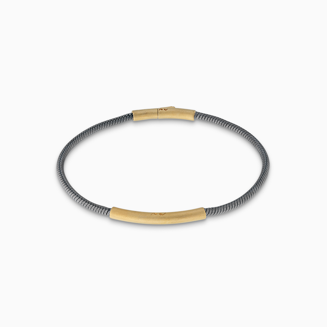 Marco Dal Maso Ulysses Classy 18K Matte Yellow Gold Vermeil Oxidized Bracelet-Standard View