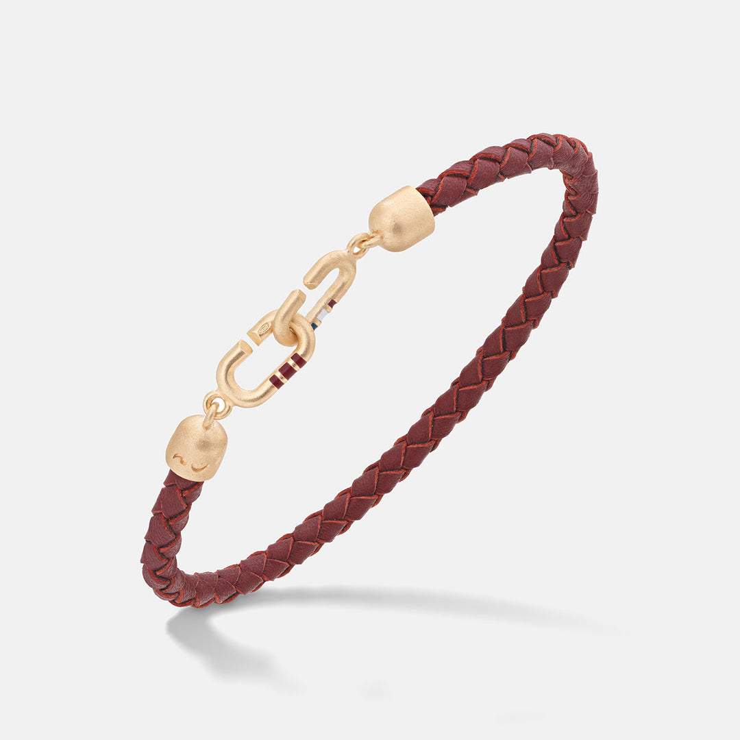 LINK Single 18K Vermeil Enamel and Leather Bracelet