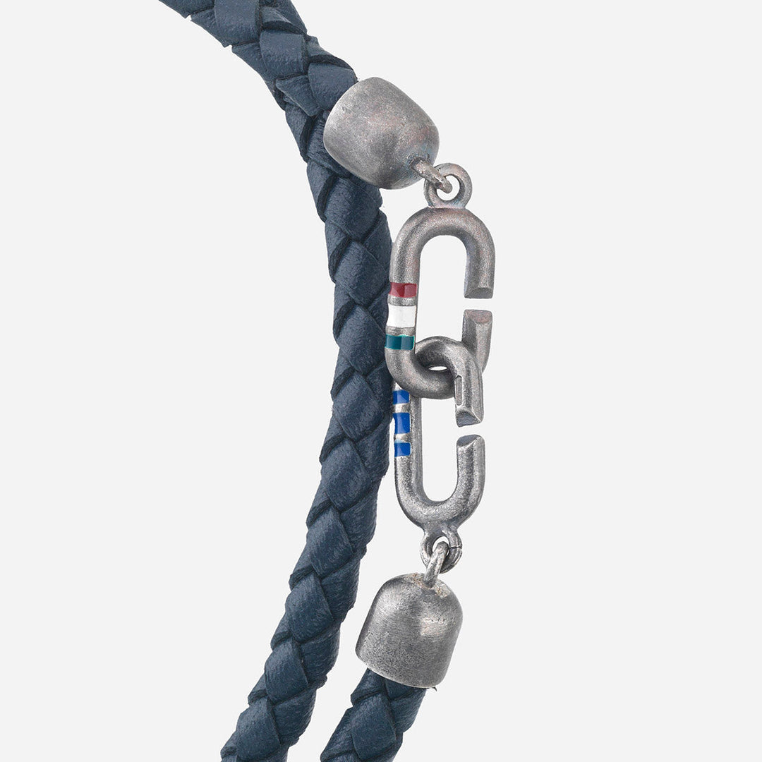 LINK Double Wrap Enamel and Leather Bracelet