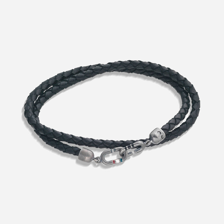 LINK Double Wrap Enamel and Leather Bracelet