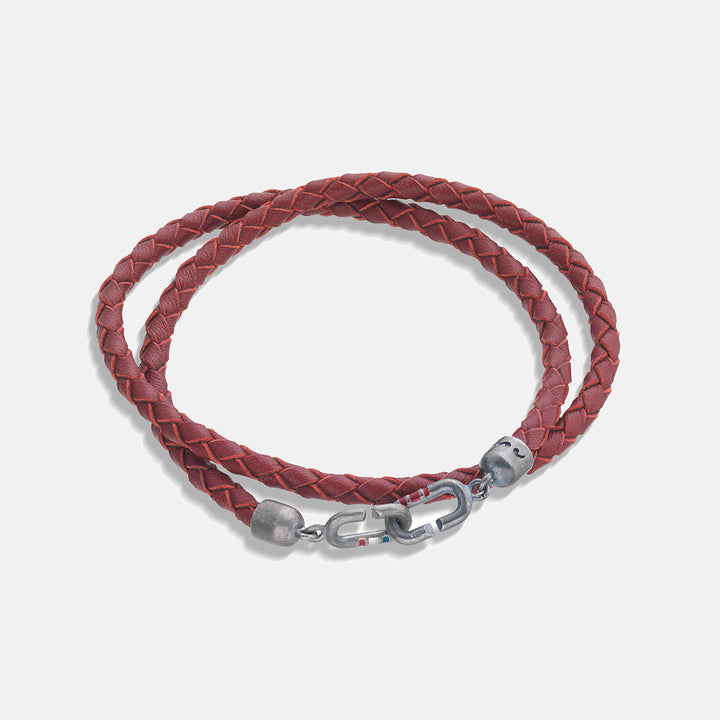 LINK Double Wrap Enamel and Leather Bracelet