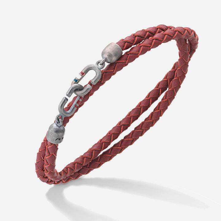 LINK Double Wrap Enamel and Leather Bracelet