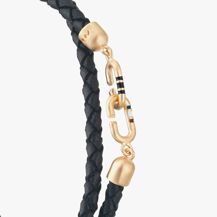 LINK Double Wrap Enamel and Leather Bracelet