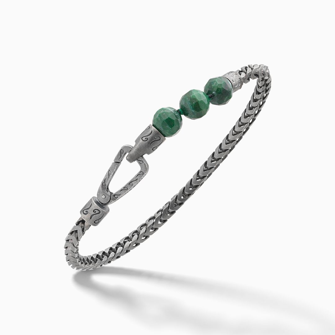 ULYSSES Single Chain Beaded Bracelet with Faceted Jadeite