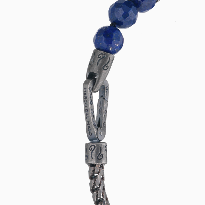 Marco Dal Maso Ulysses Single Chain Beaded Bracelet Faceted Lapis-Side View