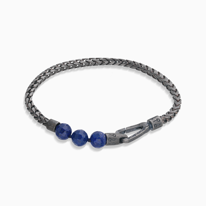 Marco Dal Maso Ulysses Single Chain Beaded Bracelet Faceted Lapis-Straight View