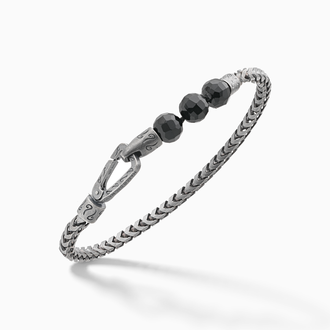 ULYSSES Single Chain Beaded Bracelet with Faceted Onyx