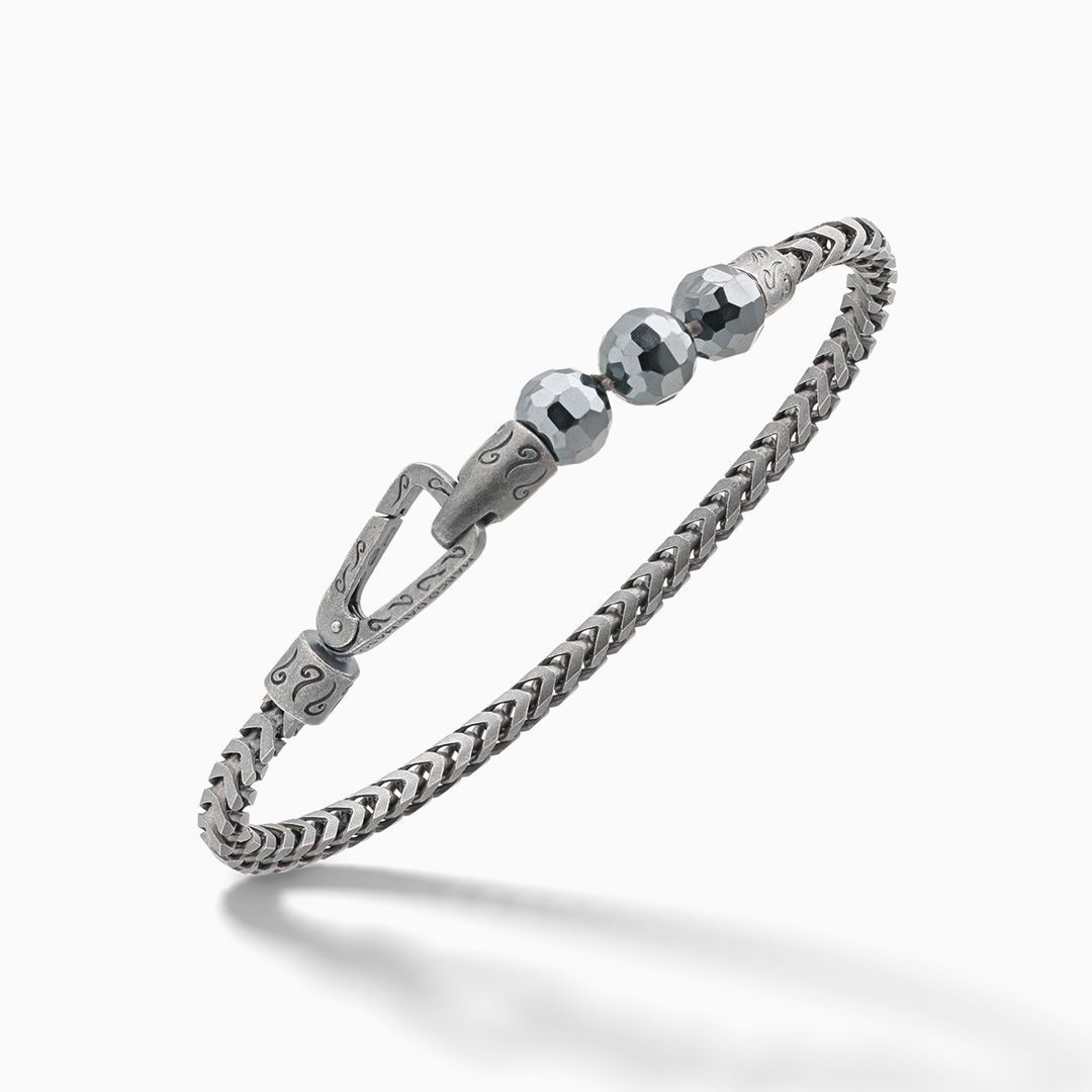 ULYSSES Single Chain Beaded Bracelet with Faceted Hematite