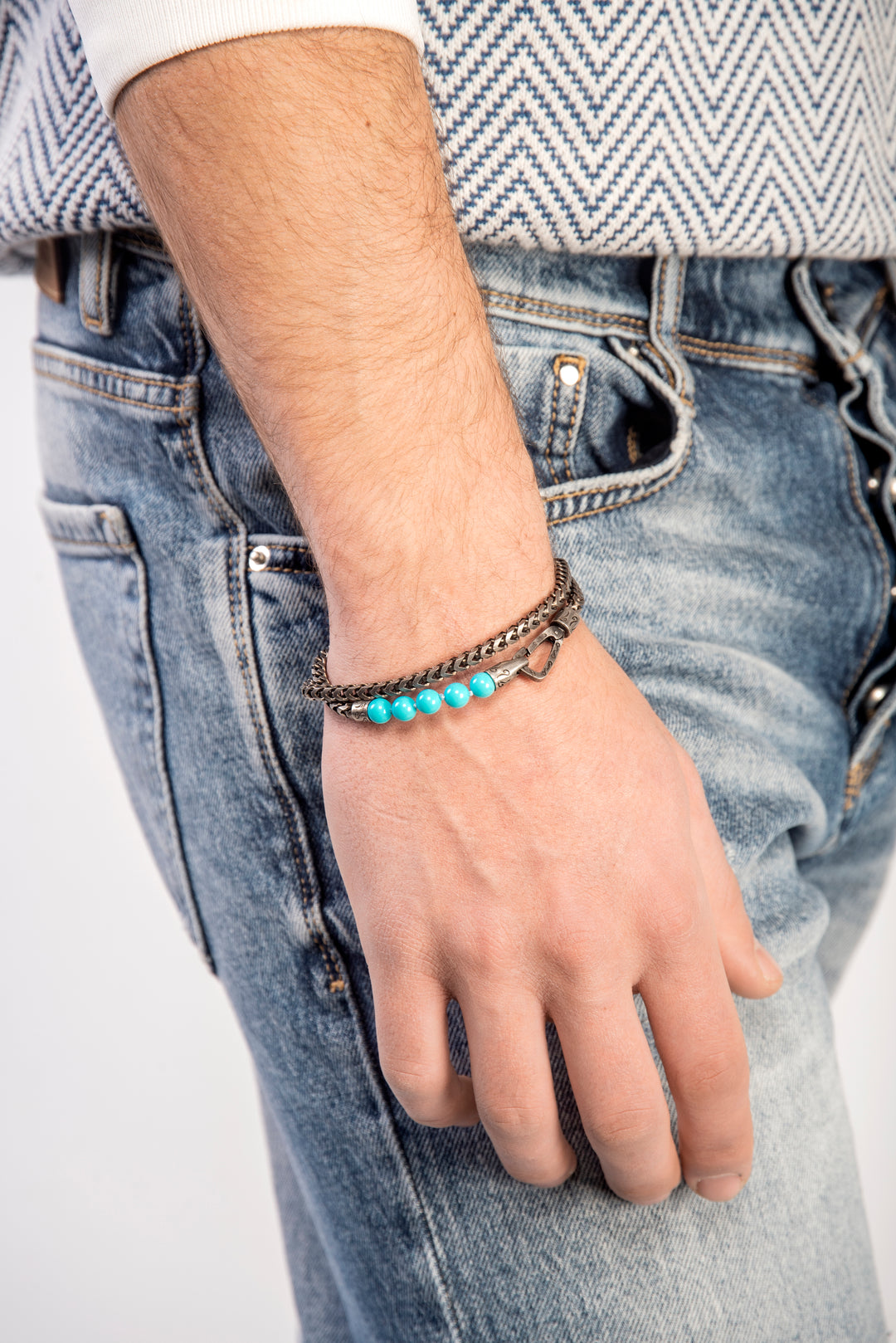 ULYSSES Turquoise Beads Double Chain Bracelet with Sophisticated Style-Lifestyle Image