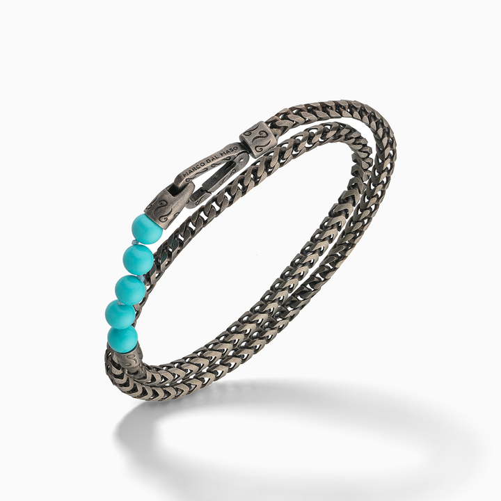 ULYSSES Turquoise Beads Double Chain Bracelet with Sophisticated Style-Standard View