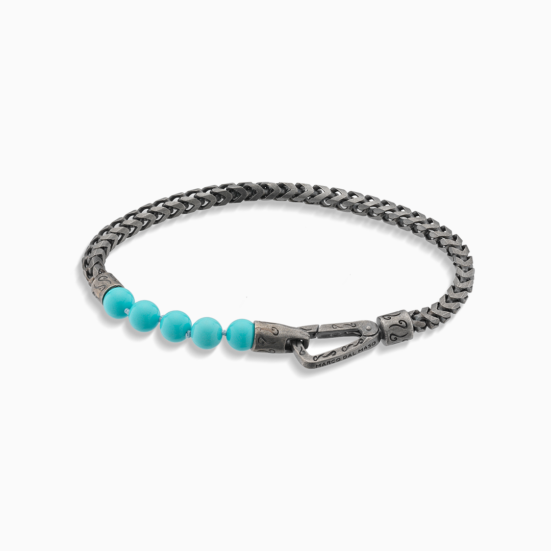 ULYSSES Beaded Turquoise Single Chain Bracelet with vibrant turquoise beads-Straight View