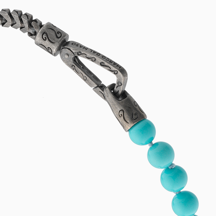 ULYSSES Beaded Turquoise Single Chain Bracelet with vibrant turquoise beads-Side View