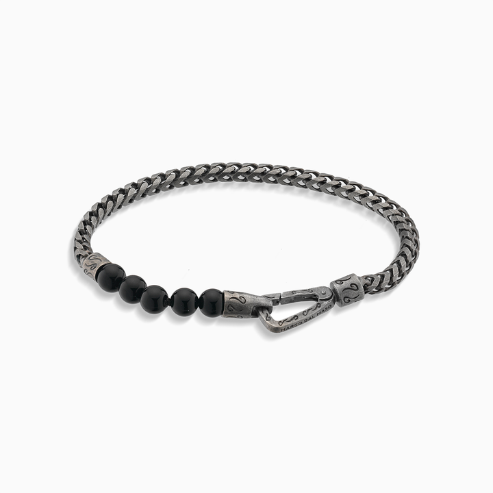 ULYSSES Beaded Onyx Single Chain Bracelet with sleek onyx beads-Straight View