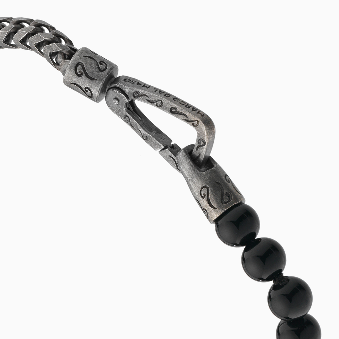 ULYSSES Beaded Onyx Single Chain Bracelet with sleek onyx beads-Side View