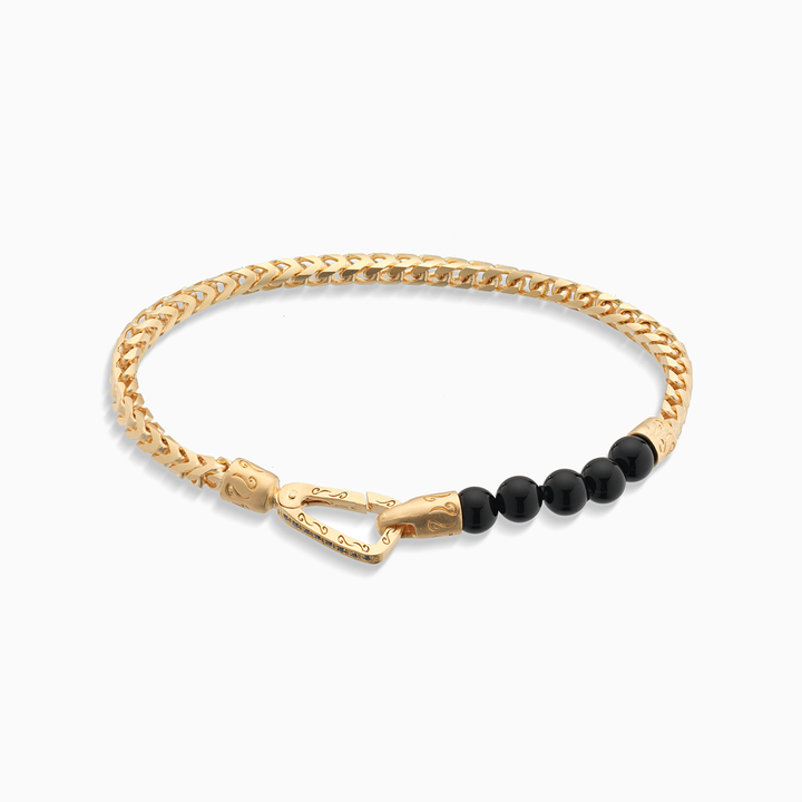 ULYSSES 18K Vermeil Beaded Onyx Single Chain Bracelet with Onyx Beads-Straight View