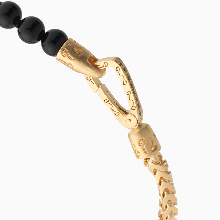 ULYSSES 18K Vermeil Beaded Onyx Single Chain Bracelet with Onyx Beads-Top View