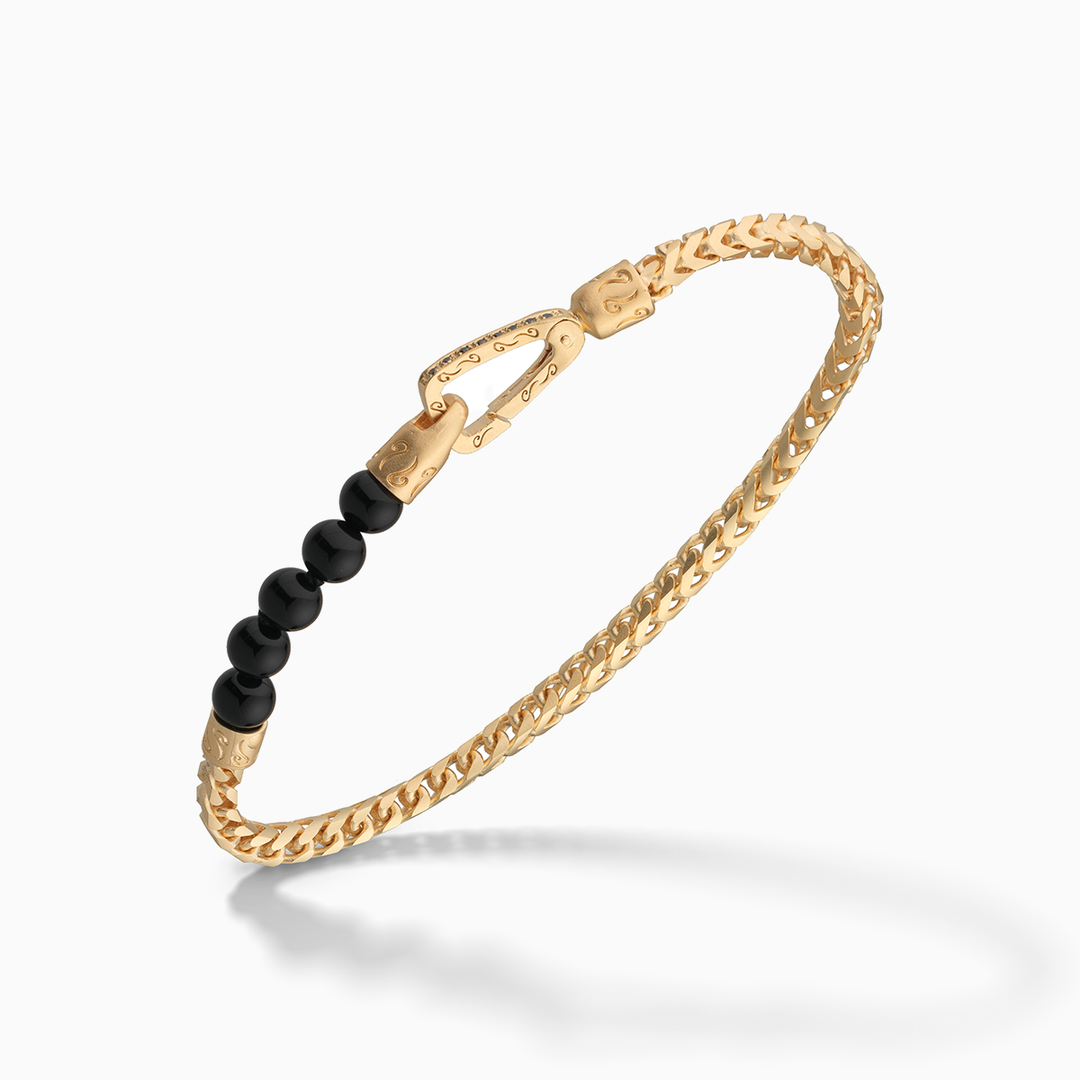 ULYSSES 18K Vermeil Perlen Onyx Einzelkette Armband